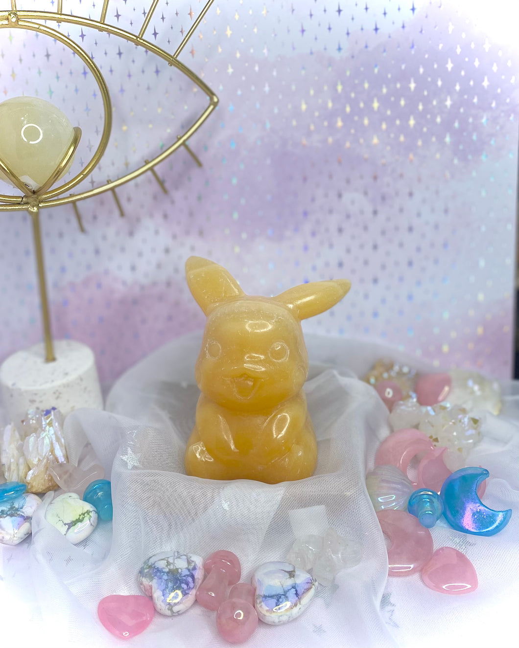 Large Pika Yellow Calcite Crystal Carving
