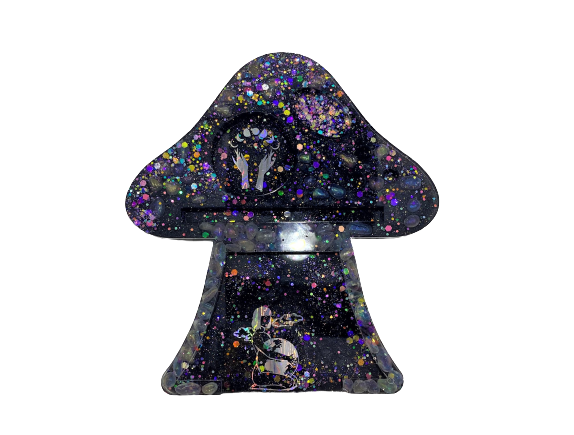 Mushroom Galaxy Rolling Tray with Aura Quartz